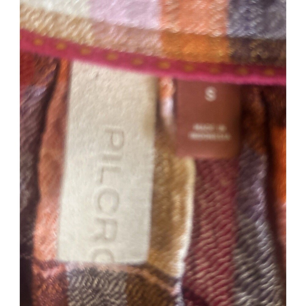 Anthropologie Pilcro Sz S Breezy Button Down Blouse Ruffle Plaid Boho Cottage - Picture 10 of 12